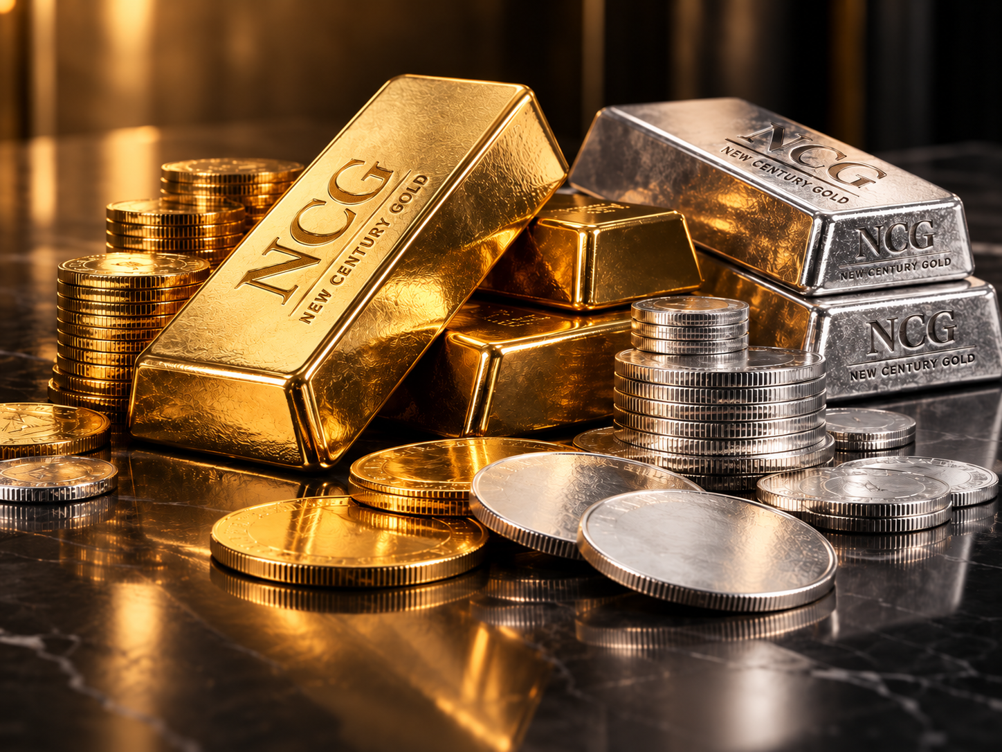 NCG gold and silver bullion bars and coins